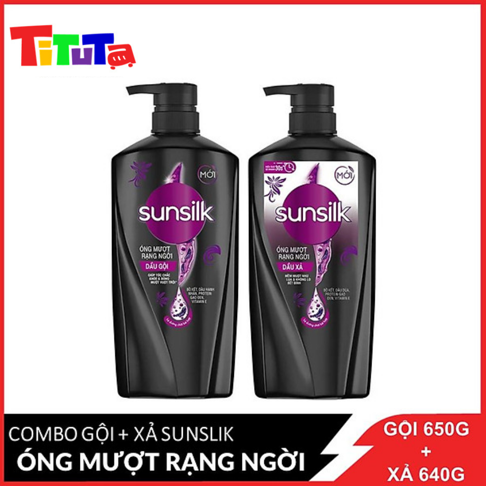 Combo Gội Xả Sunsilk Óng Mượt Rạng Ngời 650g / 640g