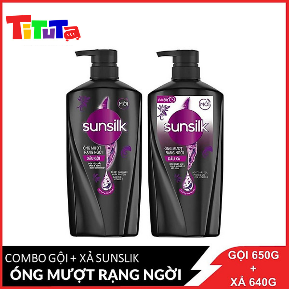 Combo Gội Xả Sunsilk Óng Mượt Rạng Ngời (Đen) 650g / 640g