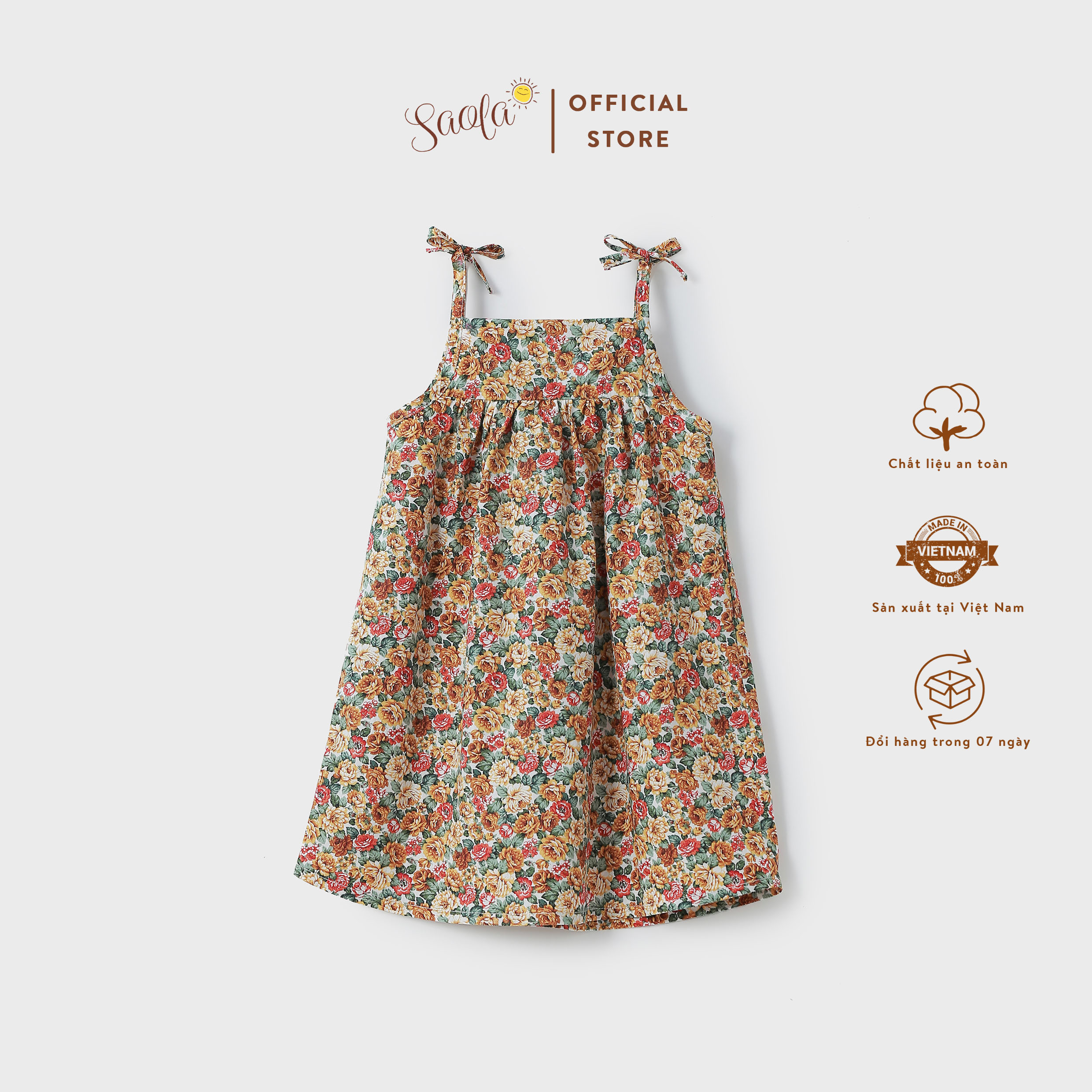 Đầm/ Váy Bé Gái Hai Dây Chất Liệu Cotton Họa Tiết Hoa Nhí Dễ Thương - SAPPHIRE DRESS - DRC034 - SAOLA KIDS CLOTHING