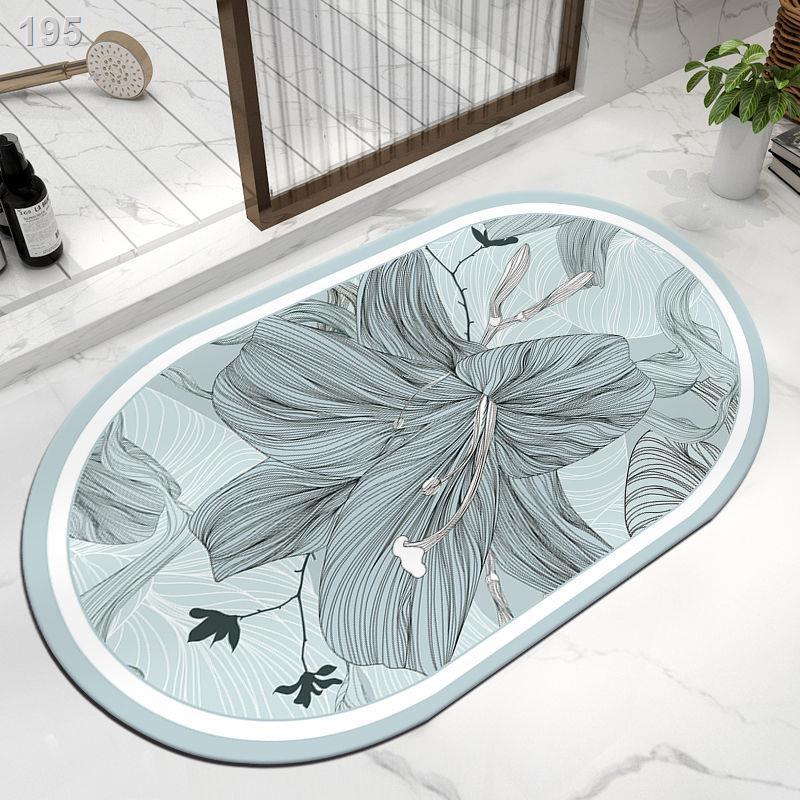 Đệm thấm hút bùn tảo cát mềm đơn giản hình bầu dục làm khô nhanh thảm chân nhà vệ sinh phòng tắm cửa chống trư