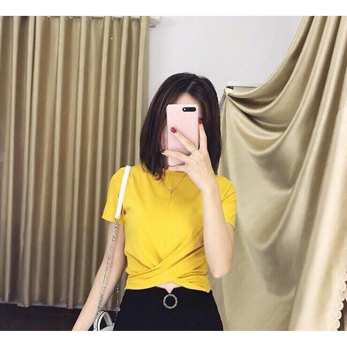 Áo Croptop Xoắn Eo Thun Tăm - Đen