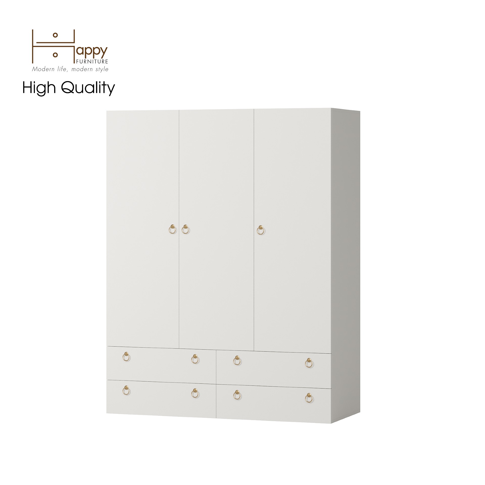 [Happy Home Furniture] WESLEY, Tủ quần áo 4 ngăn kéo - 3 ngăn cửa mở,  140cm x 58cm x 180cm ( DxRxC), TCM_019
