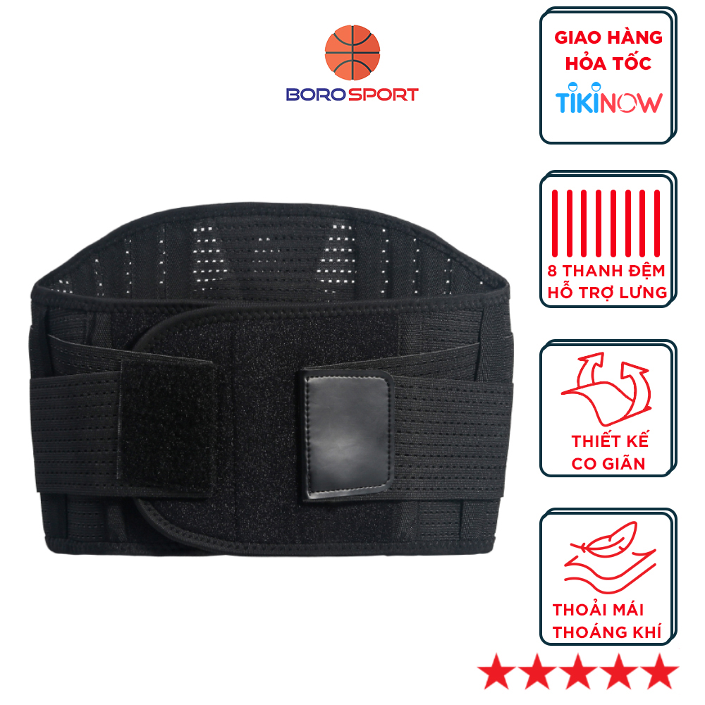 Đai quấn lưng tập gym bảo vệ lưng và cột sống lõi thép trợ lực bảo vệ giúp tránh chấn thương hiệu quả HY008 - Hành chính hãng BORO SPORT