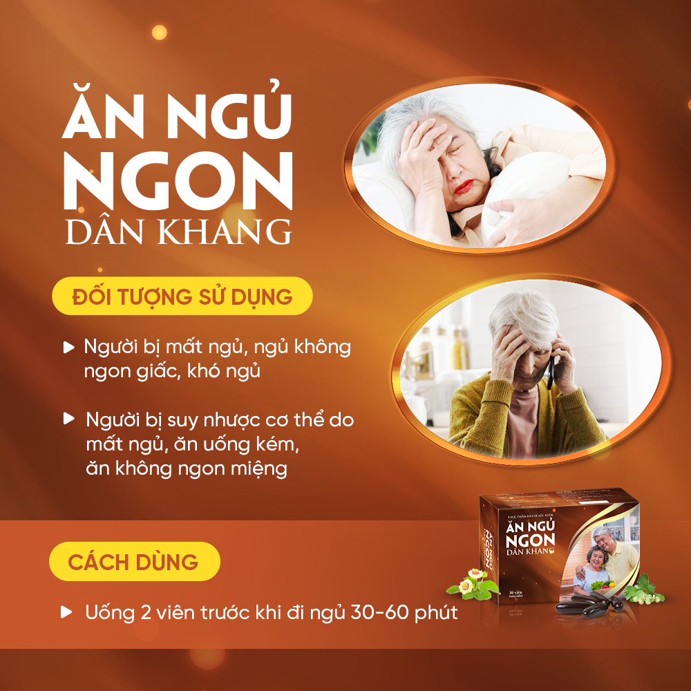 Hộp 30 viên Uống Ăn Ngủ Ngon Dân Khang Giúp Cải Thiện Các Biểu Hiện Lo Âu & Căng Thẳng