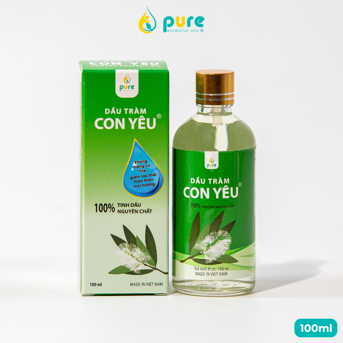 Dầu Tràm Con Yêu 100% tinh dầu thiên nhiên - Giúp làm ấm người, phòng cảm lạnh chai 50ml/100ml - Tinh dầu thiên nhiên, an toàn cho sức khỏe gia đình