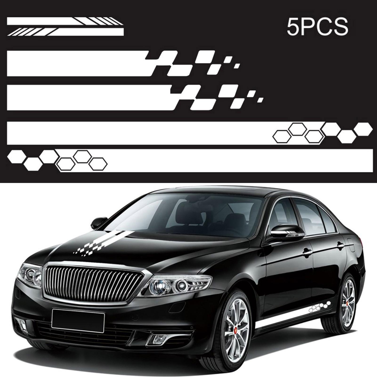 5 Pieces Vinyl Car Side Sticker Auto Body Racing Sports Decals Universal Car Truck DIY Decal Stripe Vinyl Stickers