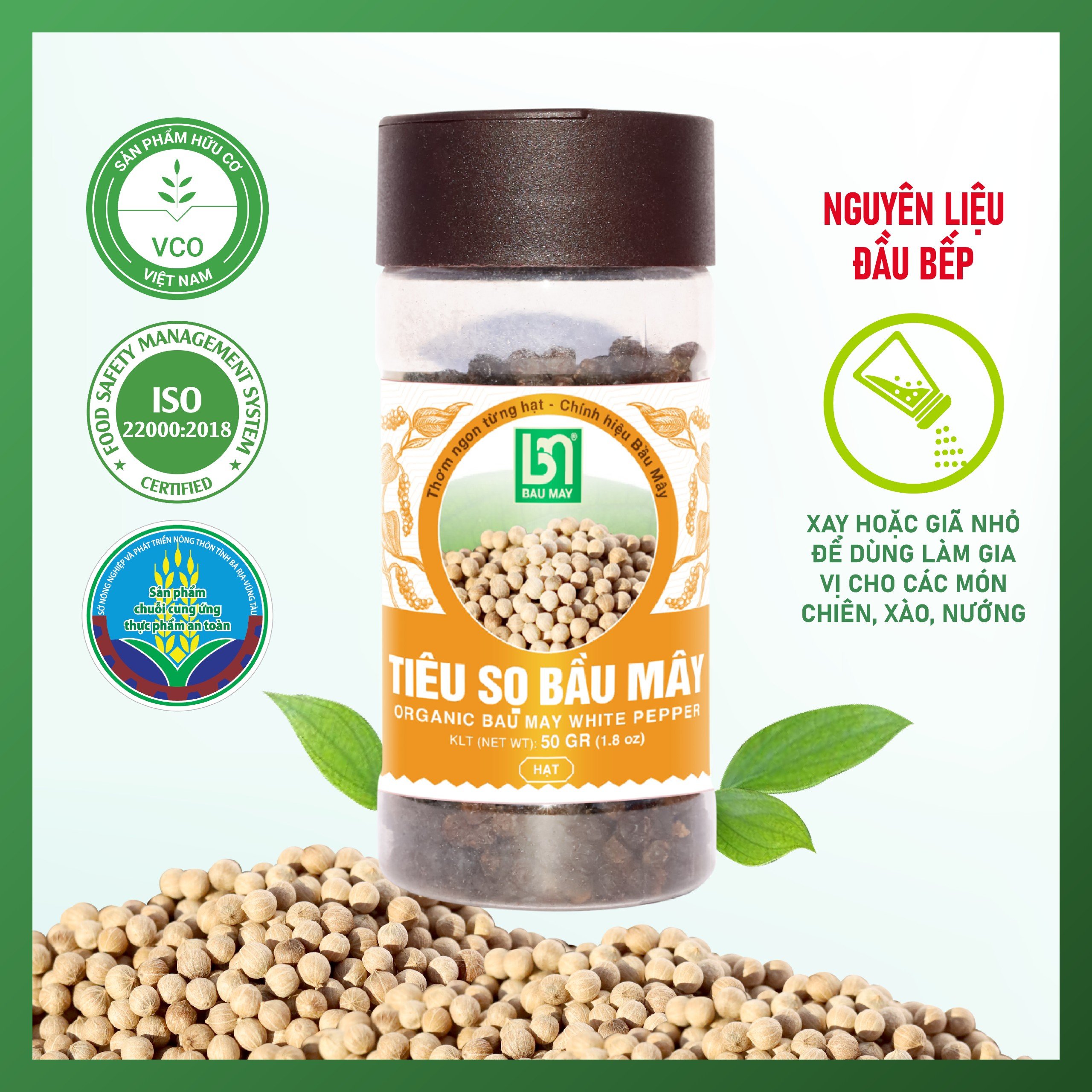 Tiêu sọ Bầu Mây hữu cơ 50g - hạt tiêu chắc đều không bị lép, 100% nguyên liệu organic