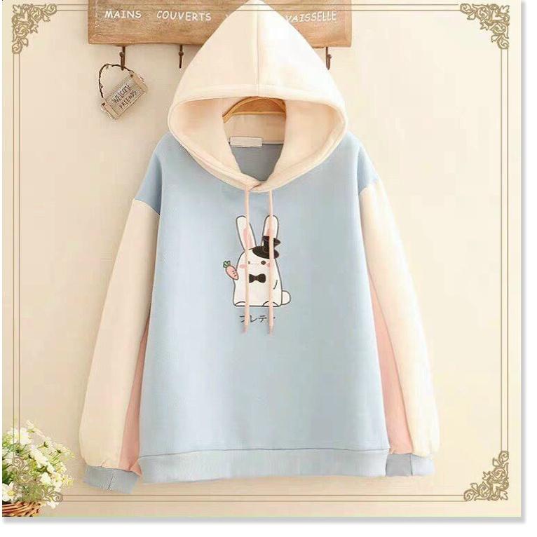 Áo khoác hoodies form rộng có mũ con thỏ cực đẹp