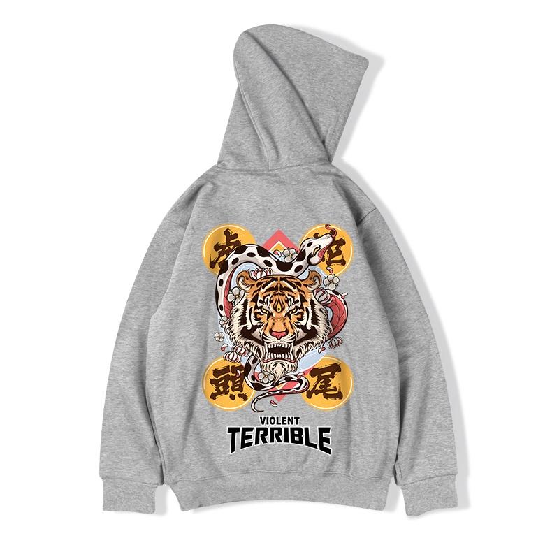Áo Hoodie nam from rộng chất nỉ ngoại nhập in hình hổ cá tính