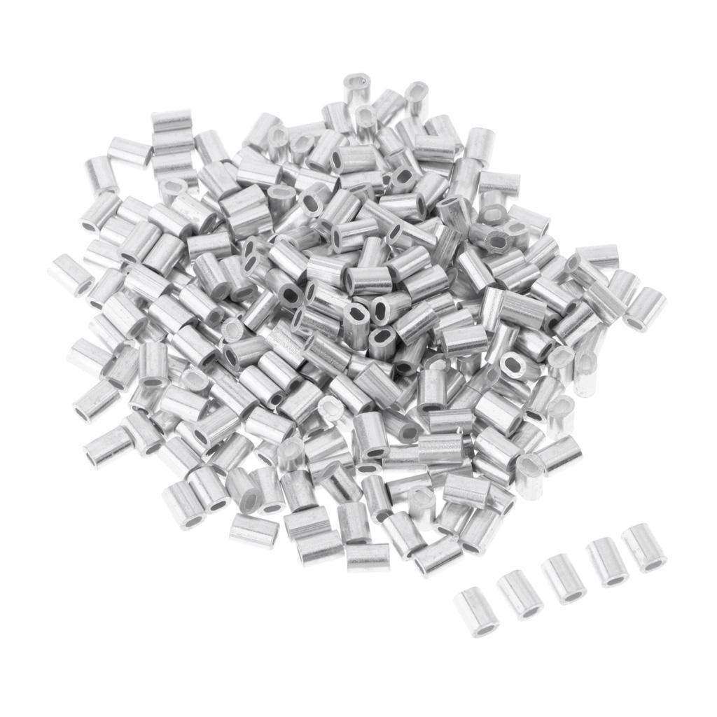 3x100Pcs Aluminum Fishing Crimps Double Barrel Crimping Sleeves 1mm