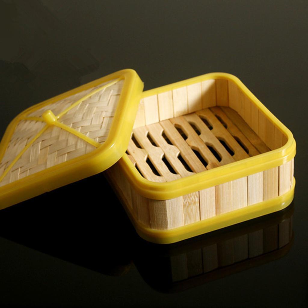 Bamboo Basket Steamer Chinese Sum Rice Pasta Cooker Square 5 inch