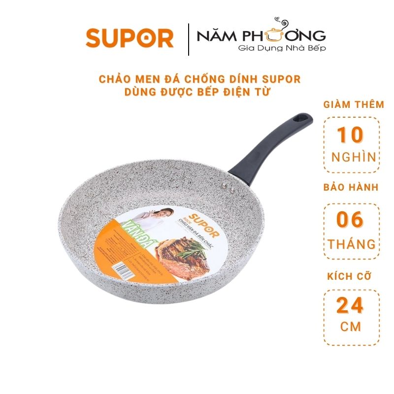 Chảo vân đá chống dính dùng trên bếp từ Supor Rock F23A24IH