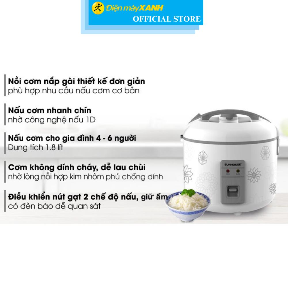 Nồi cơm nắp gài Sunhouse 1.8 lít SHD8603 - Hàng Chính Hãng