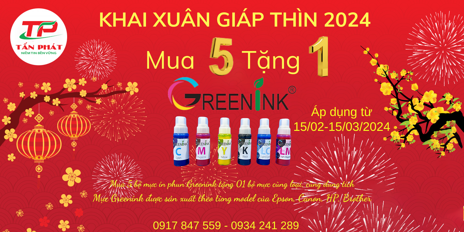 Bộ Mực dầu in phun 70 ml Epson L800, L805, L850, L1801, L1800 - Greenink Hàng chính hãng