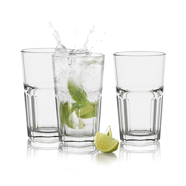 Bộ 6 ly thủy tinh sọc khía trung Centra Hi Ball 300ml , dùng uống nước, cafe, sinh tố