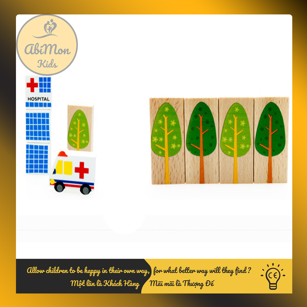 Bộ Xếp Hình Gỗ Thành Phố Cho Bé || Montessori cao cấp || Đồ chơi Gỗ - Giáo dục - An toàn - Thông minh