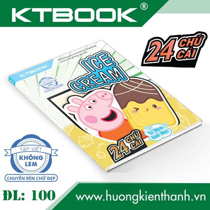 Gói 10 cuốn Tập Học Sinh Cao Cấp Chuyên Rèn Chữ Đẹp 24 Chữ Cái KTBOOK giấy trắng không lem ĐL 100 gsm -KTO 96 trang