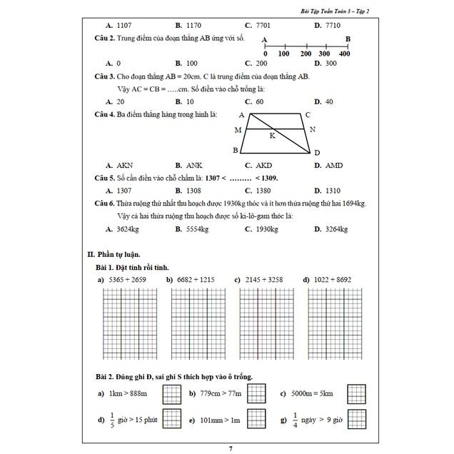 Sách - Combo Bài Tập Tuần môn Toán và Tiếng Việt Lớp 3 Học Kì 2 (2 cuốn)