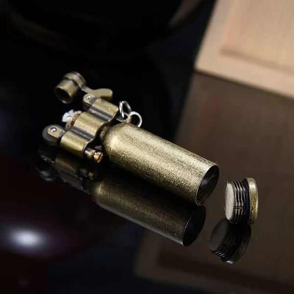 Vỏ hộp quẹt bật lửa xăng đá mini có móc treo khóa HY-739