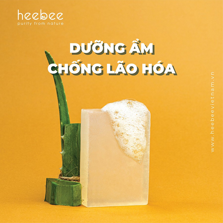 Xà Bông Rửa Mặt Hữu Cơ Nha Đam Heebee Dưỡng Ẩm, Chống Lão Hóa – Aloe Vera Natural Soap Bar 100gr