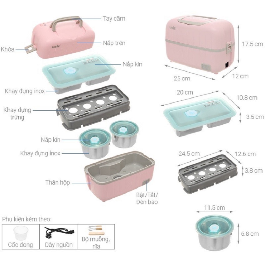 Hộp Đựng Cơm Thực Phẩm Cắm Điện Văn Phòng Cao Cấp UNIE UV-P1, Hàng Chính Hãng