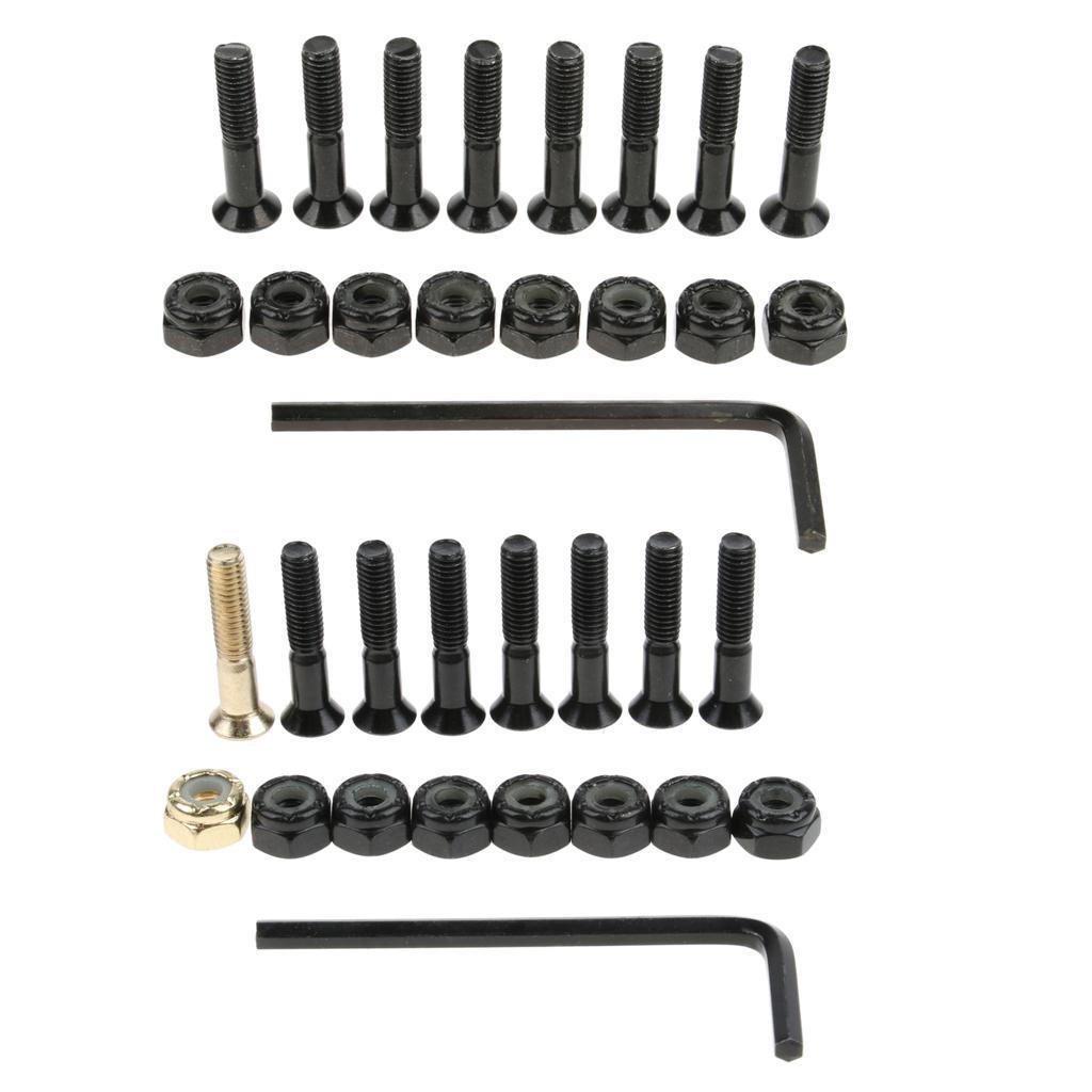 8Pcs Carbon Steel Longboard Skateboard Hardware Bolts with Hex Tool