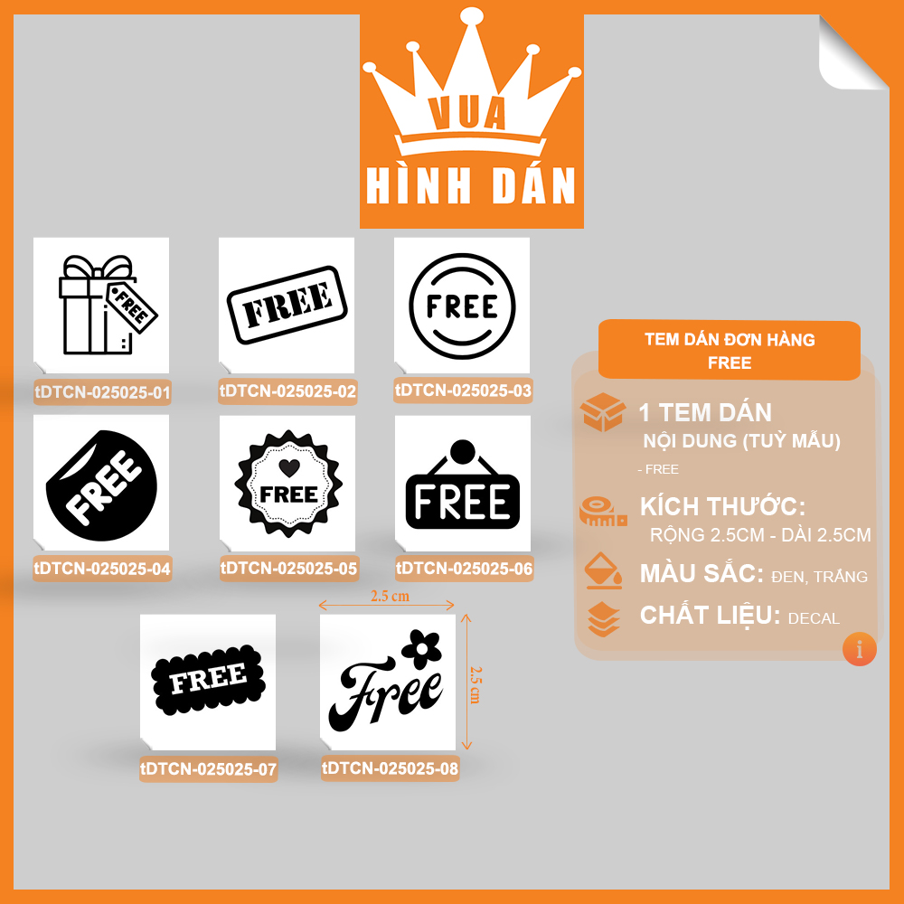Hình ảnh Set 100/200 sticker FREE (2.5x2.5cm) tem MIỄN PHÍ dán lên túi hộp sản phẩm, quà tặng dành cho shop (1.081)