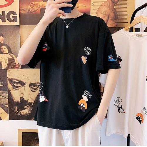 Áo thun unisex nam nữ tay lỡ phông form rộng teen cổ tròn oversize cotton giá rẻ basic đen trắng tee pull CHIBI HOẠT HÌNH