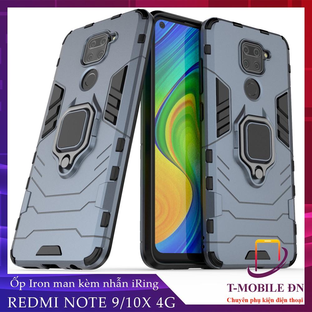 Ốp lưng cho Xiaomi Redmi Note 9 10X 4G iron man chống sốc kèm nhẫn xoay chống xem video bảo vệ camera