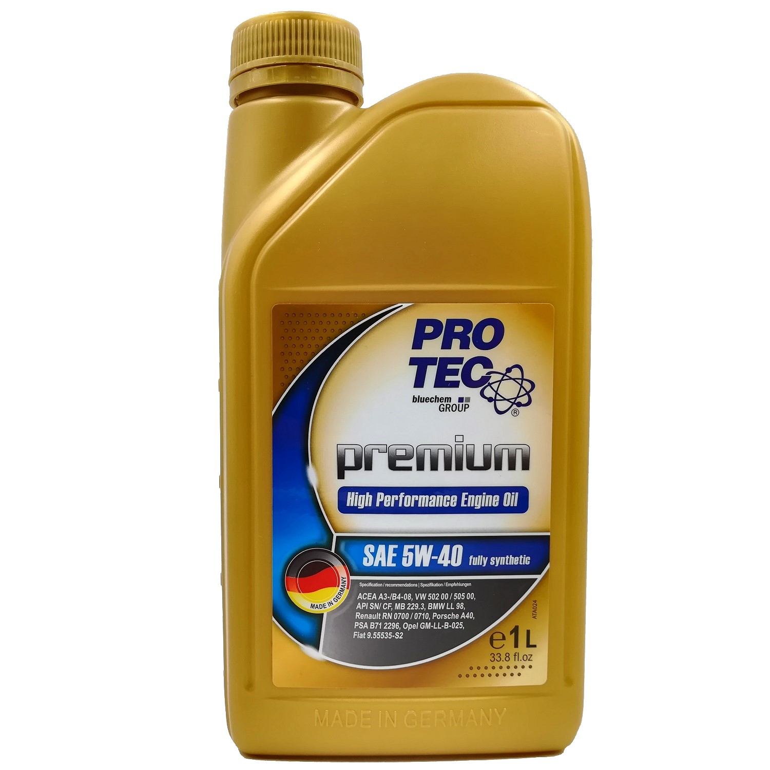 Dầu nhớt tổng hợp động cơ cho xe tay ga Pro-tec Premium Bluechem 5W40 PT-5W40-1L 1lít - Phù hợp cho xe chạy xa, chạy phượt, tăng khả năng đầm xe, mát máy