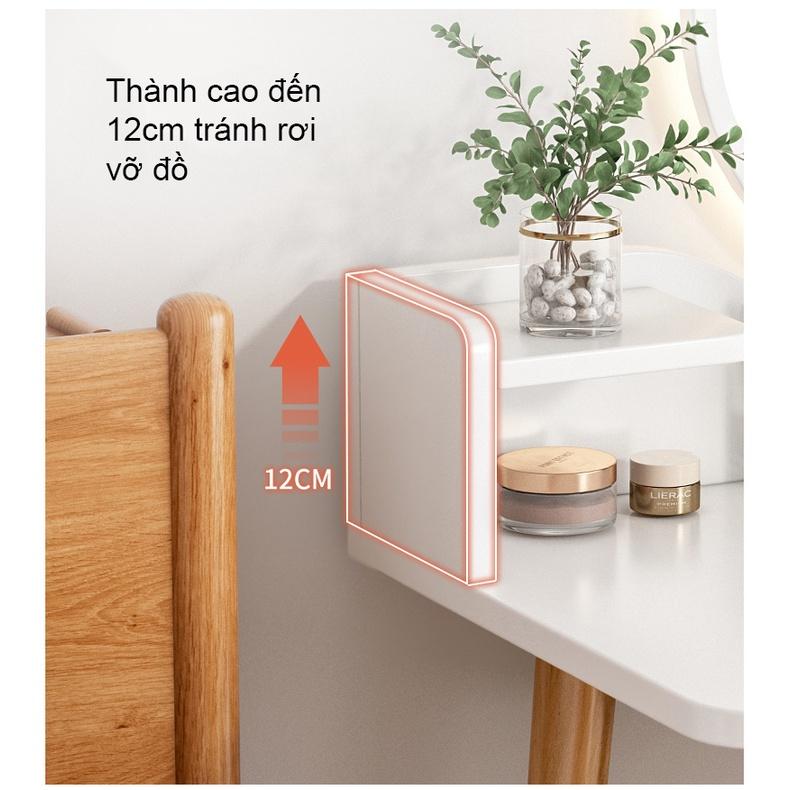 Bàn trang điểm tích hợp đèn LED thông minh điều chỉnh độ sáng 3 mức, mặt bàn bo góc chân gỗ tự nhiên phong cách Bắc Âu hiện đại, trẻ trung