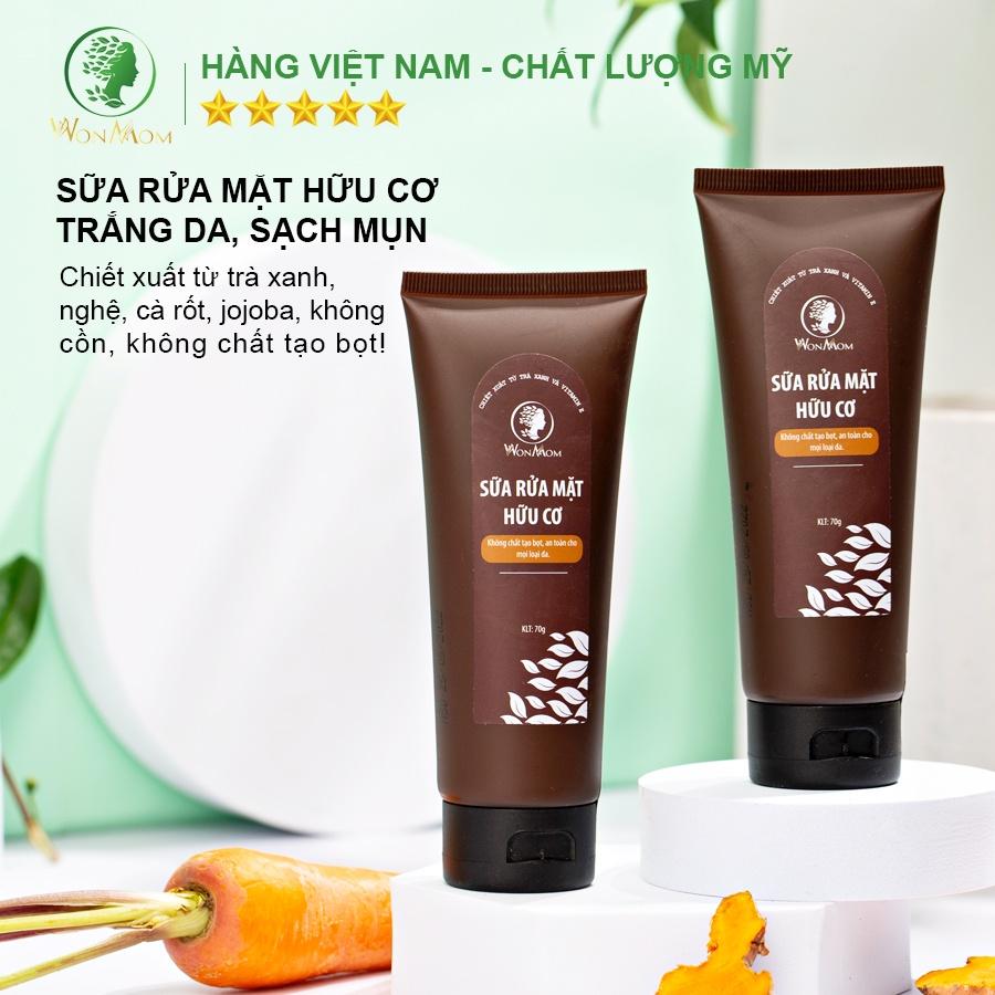 Bộ trắng da, sạch mụn toàn diện Wonmom (Sữa rửa mặt + Kem cấp ẩm + Serum mụn + Mặt nạ nghệ)