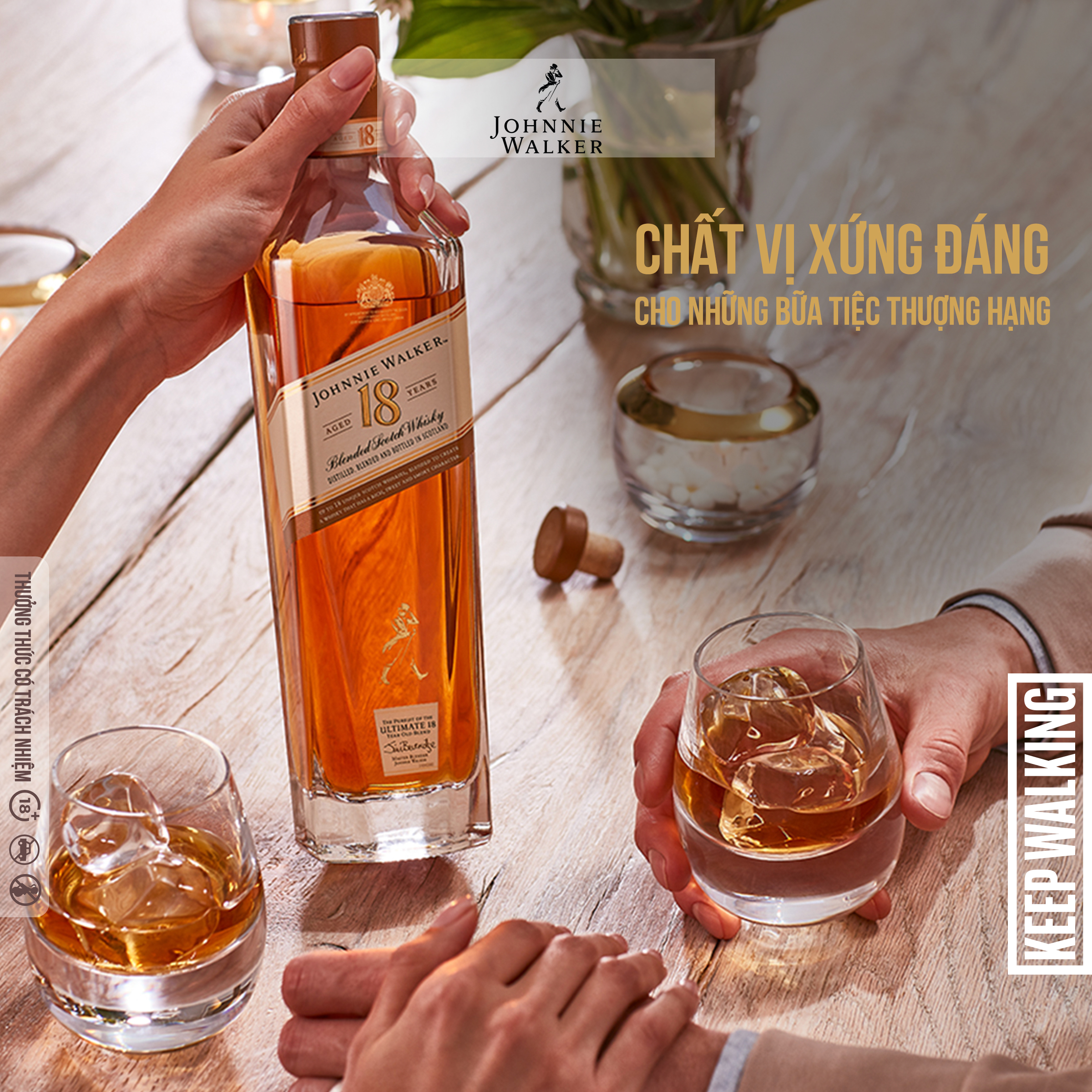 Rượu Johnnie Walker 18 Years Old Blended Scotch Whisky 750ml 40% [Kèm Hộp]