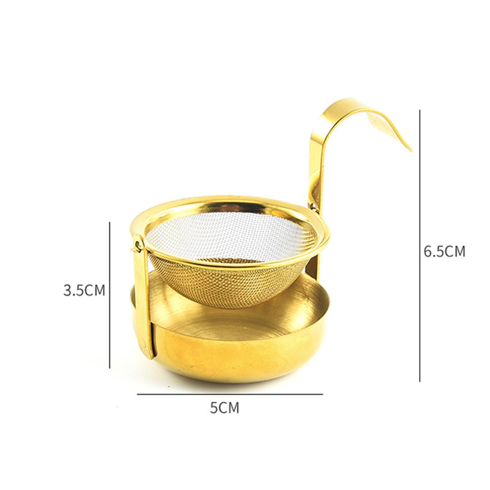 Rotating Tea Strainer  with Handle Teaware Tea Accessories golden