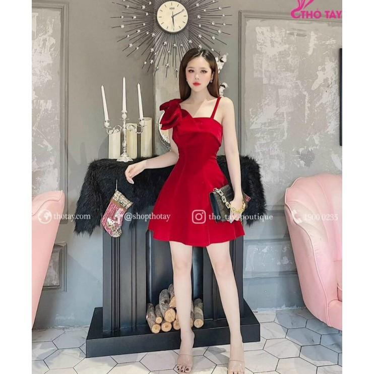 Đầm body đầm dáng xoè 2 dây vai nơ 1 bên kèm mút siêu xinh