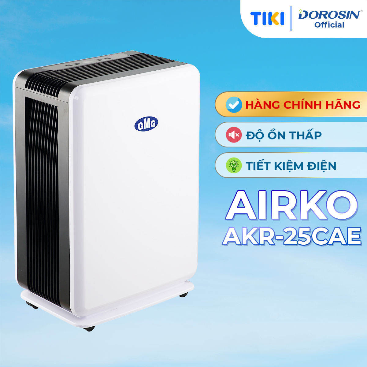 Máy hút ẩm và lọc không khí gia đình chính hãng Airko AKR-25CAE/ 26Lit/ngày / Màng lọc carbon hoạt tính