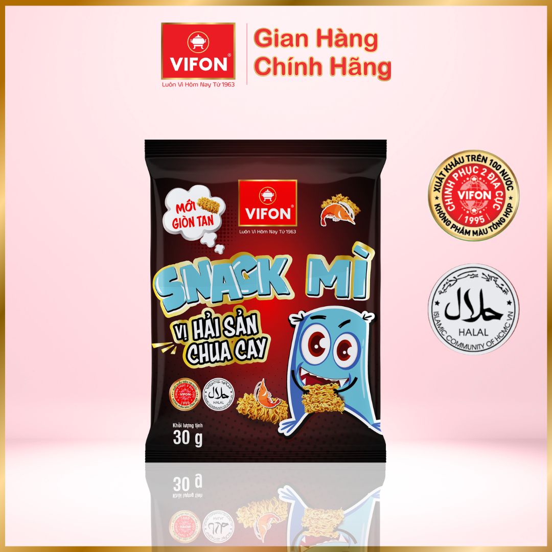 Thùng 24 Snack Mì Hải Sản Chua Cay VIFON (30gr/ Gói)