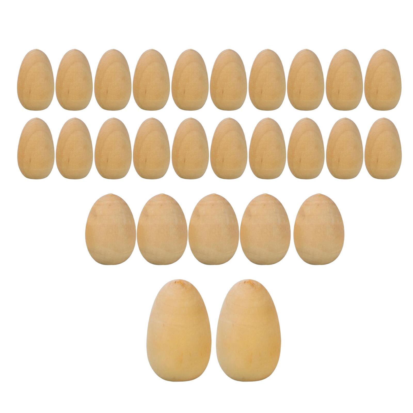 27 Pieces Unfinished Wood Eggs with Flat Bottom DIY Easter Holiday Craft