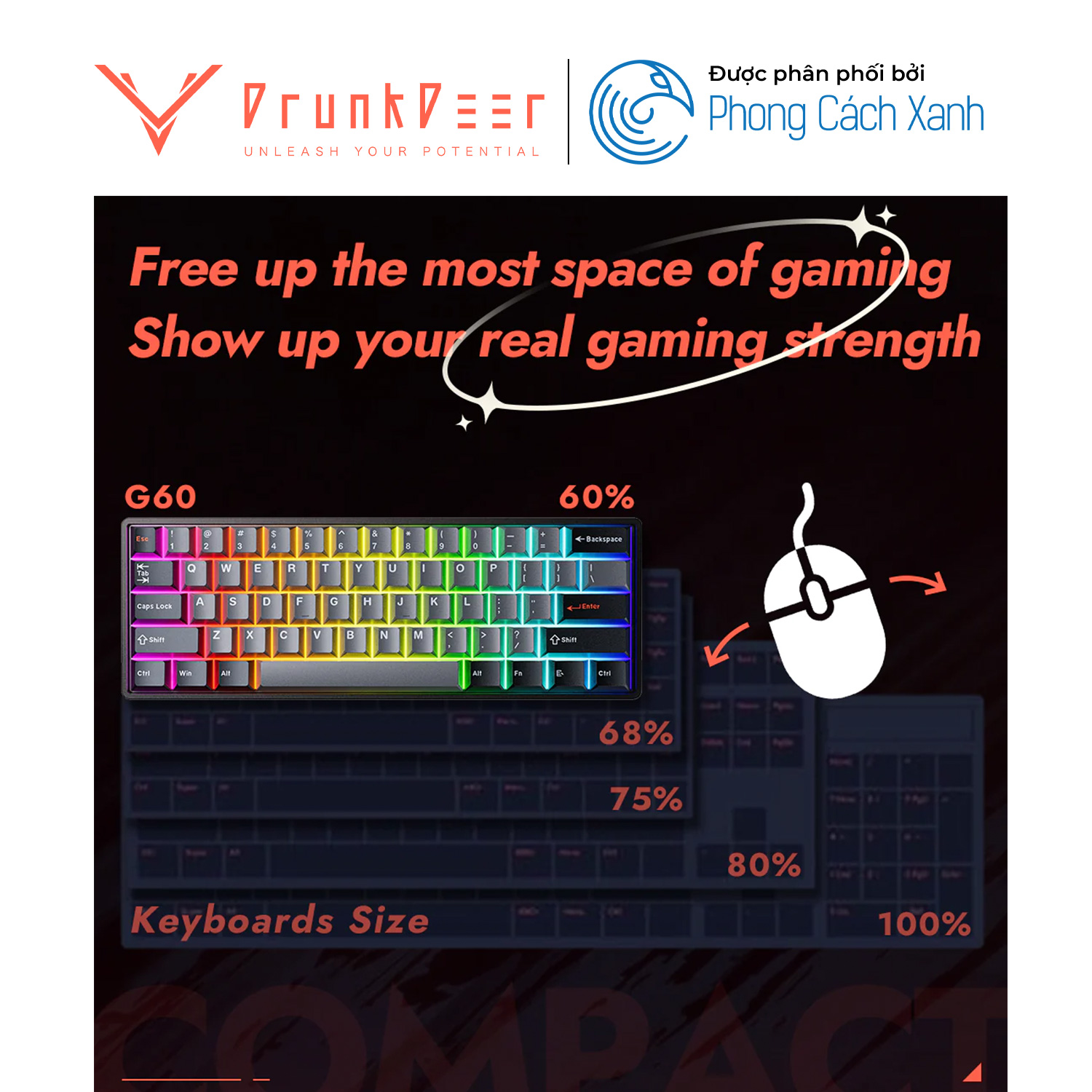 Bàn phím từ HE DrunkDeer G60 | Magnetic Switch - Rapid Trigger - Hàng Chính Hãng