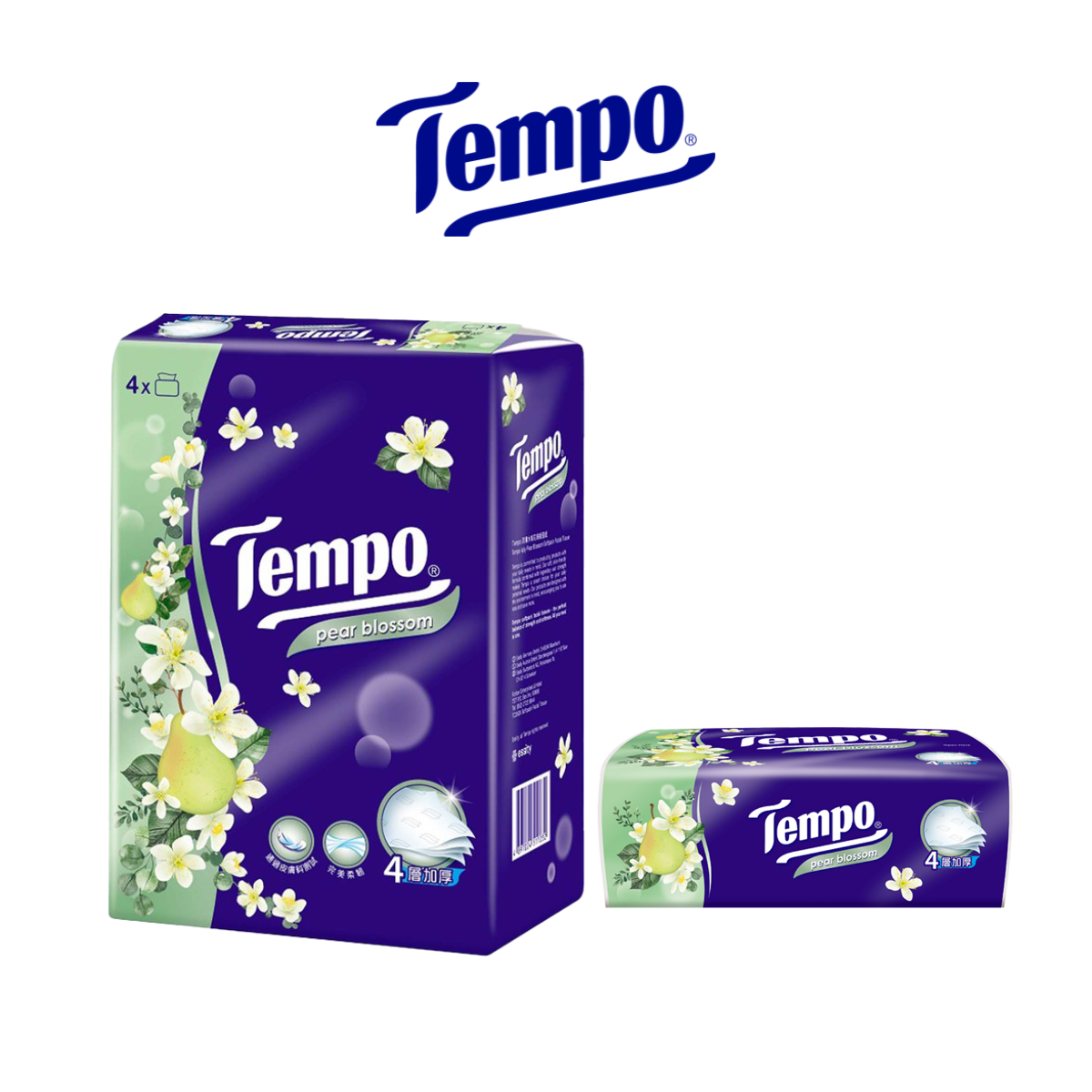 Combo 2 Lốc Khăn Giấy Gói Rút Tempo Hương Hoa Lê (Lốc 4 Gói)