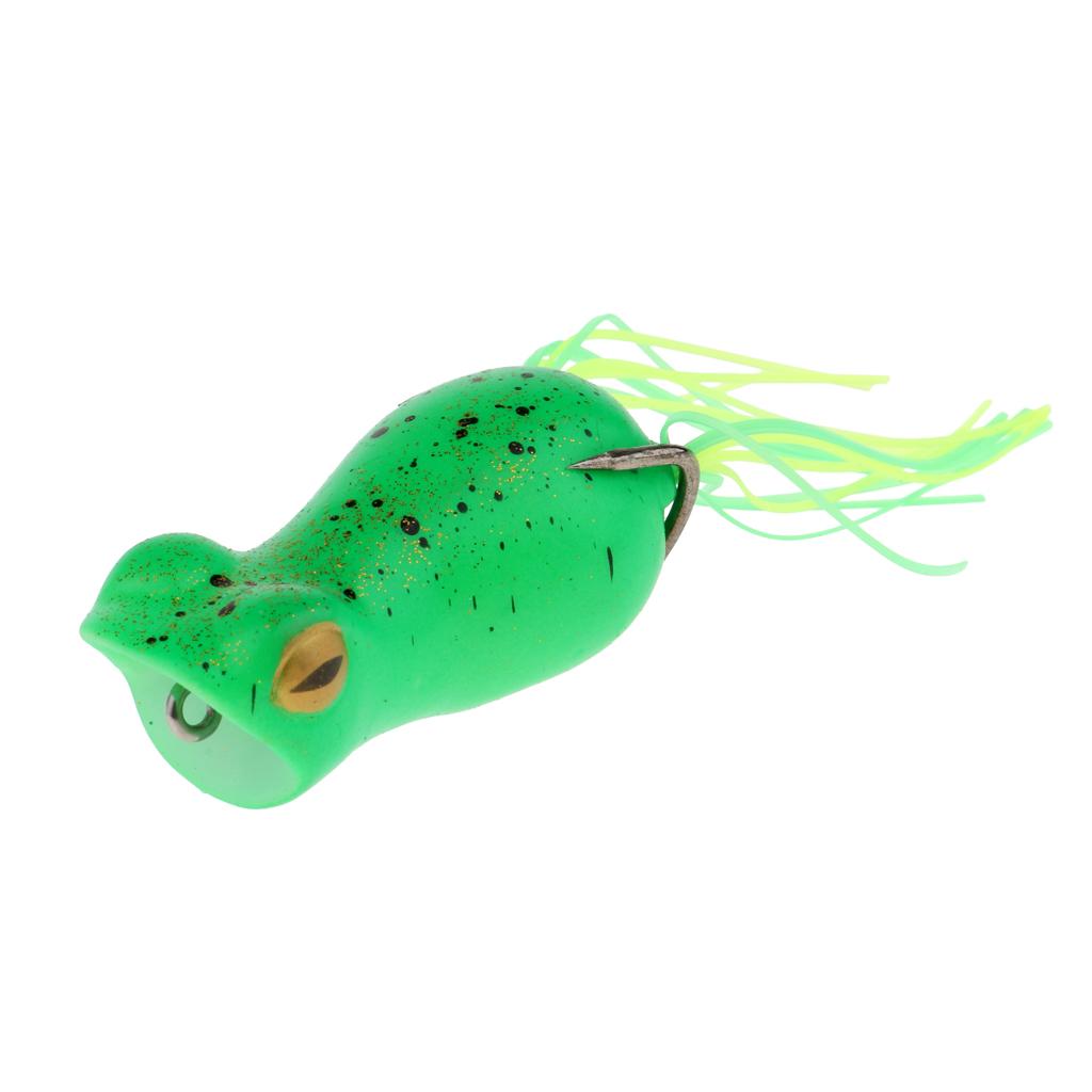 Topwater Frog Fishing Lure Soft Artificial Crankbaits Hook Baits Green A