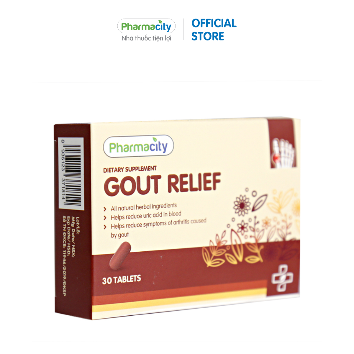 Viên uống hỗ trợ viêm khớp do bệnh gút, hỗ trợ giảm axit uric Gout Relief nguyên liệu thảo mộc