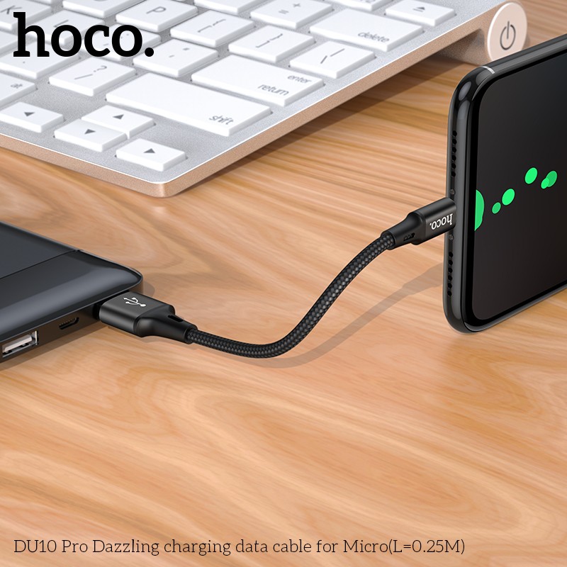 Cáp sạc nhanh dây dù Micro 3.0A Hoco DU10 Pro - dài 0.25m - hàng chính hãng