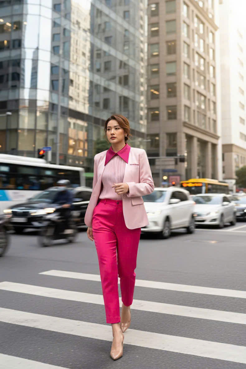 Áo Khoác Blazer, Áo vest Nữ Hồng Pastel Thêu Tay thời trang thiết kế Hity TOP237