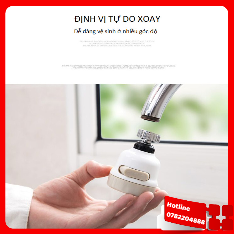 Đầu Vòi Tăng Áp Điều Hướng 360 Độ 3 Chế Độ Chảy Kèm 02 Móc Treo Dán Tường Cao Cấp  - Loại Tốt
