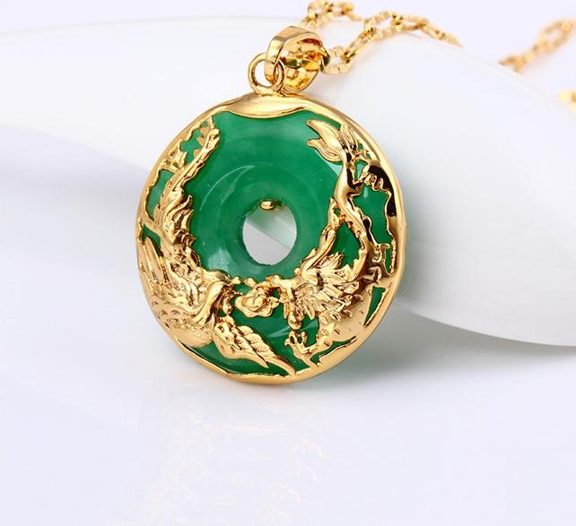 Mặt dây chuyền nam nữ Long Phụng đá ngọc bích