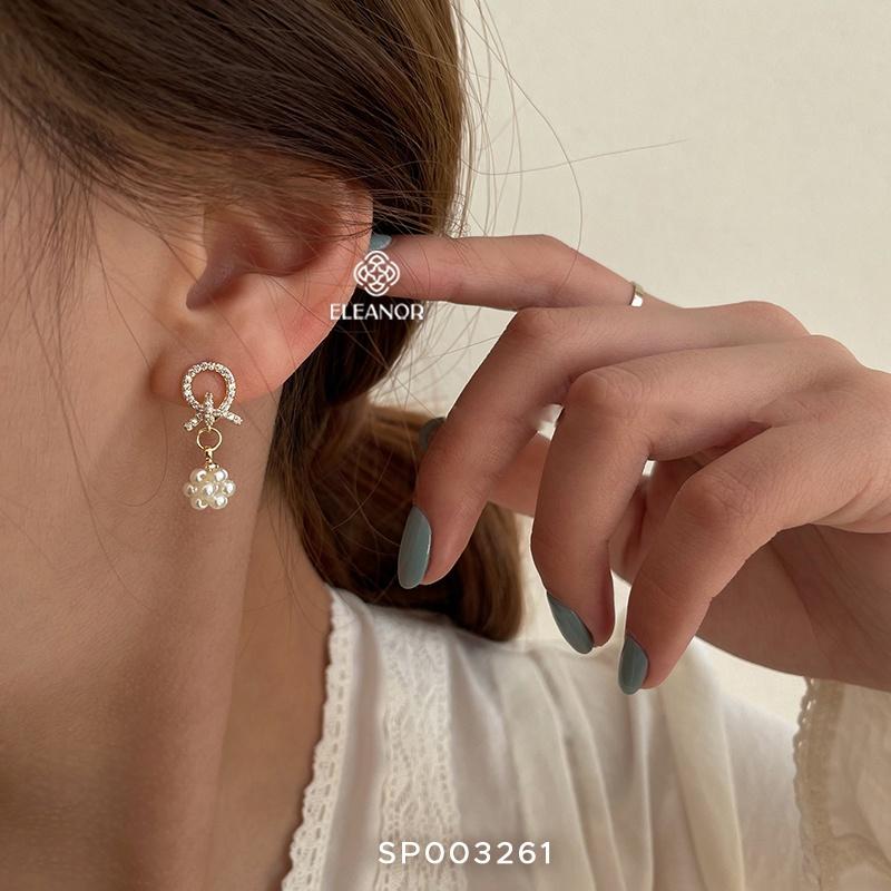 Bông tai nữ ngọc trai nhân tạo Eleanor Accessories hình chữ X phụ kiện trang sức dễ thương