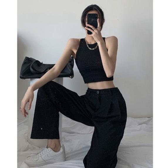 Áo croptop len tăm sát nách thời trang nữ , thun tăm cổ tròn 3 lỗ nữ ulzzang The Kim A121 chất mát, phom đẹp, coco land