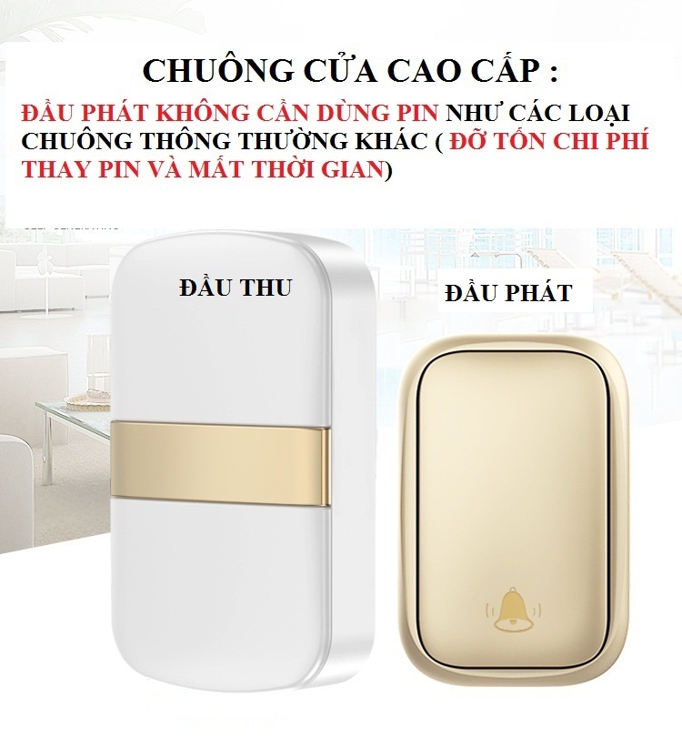 Chuông cửa không dây, không dùng pin, chống nước cao VIMOS -C8