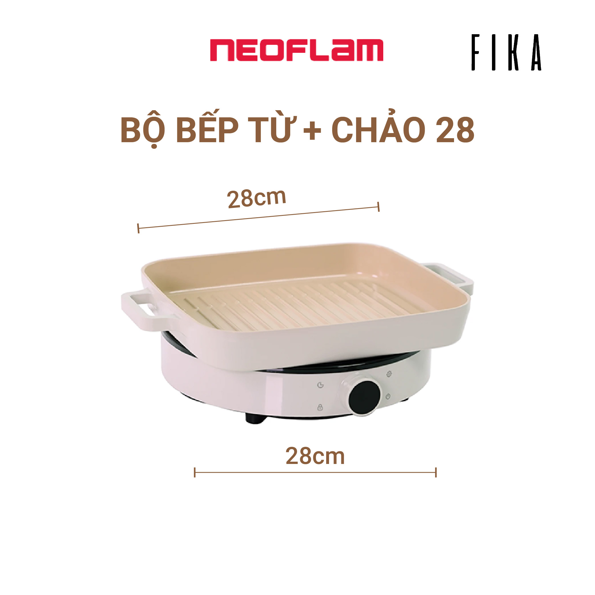 Combo Chảo nướng 28 và bếp từ Neoflam Fika. Made in Korea. Hàng có sẵn, giao ngay